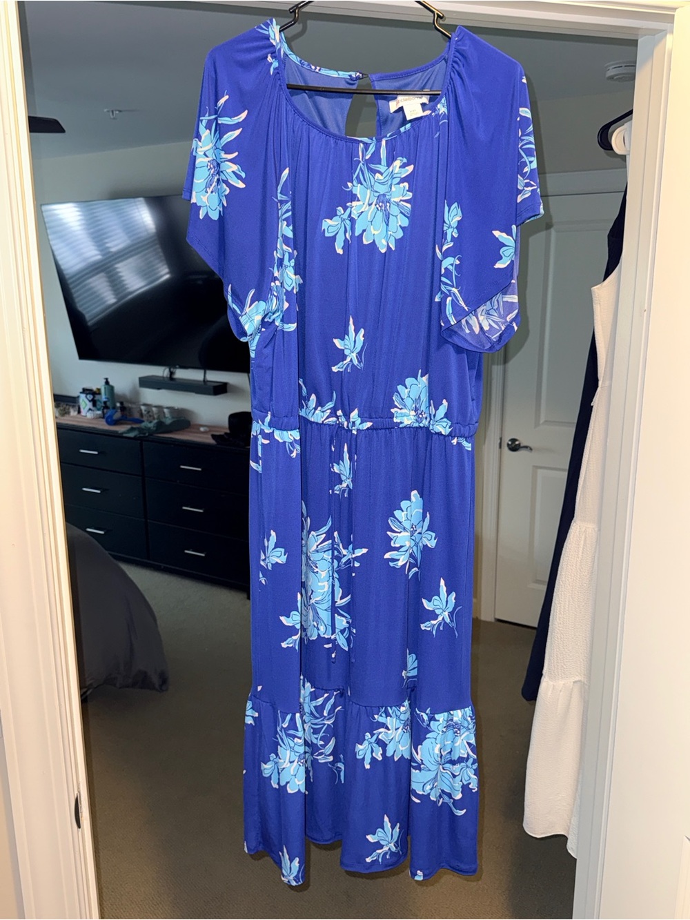Liz Claiborne Royal Blue Floral Maxi Dress